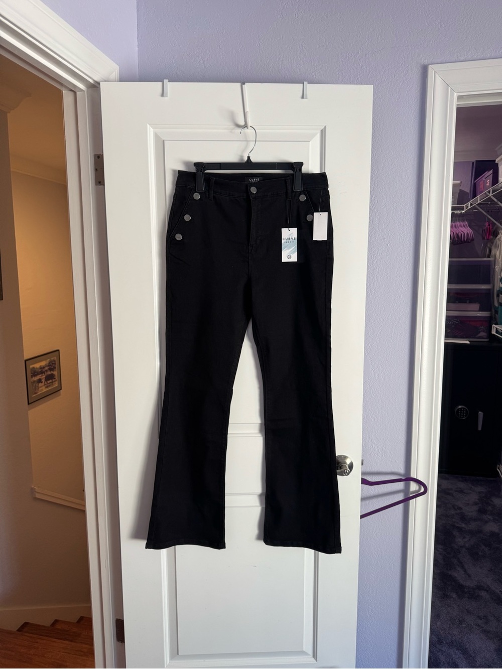 CURVE APPEAL, very blk, stretch, buttons, NEW